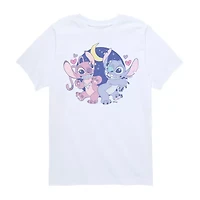Disney Collection Little & Big Kid Girls Crew Neck Short Sleeve Regular Fit Lilo Stitch Graphic T-Shirt