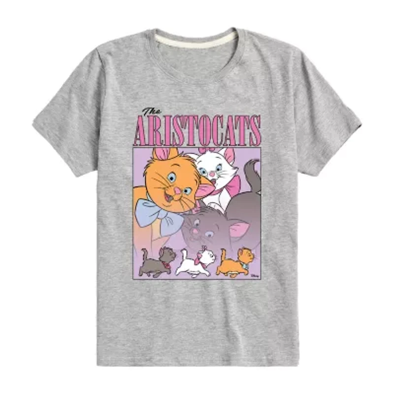 Disney Collection Little & Big Kid Girls Crew Neck Short Sleeve Regular Fit The Aristocats Graphic T-Shirt
