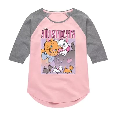 Disney Collection Little & Big Kid Girls Crew Neck 3/4 Sleeve Regular Fit The Aristocats Graphic T-Shirt
