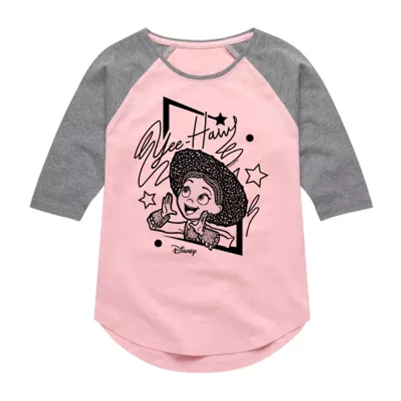 Disney Collection Little & Big Kid Girls Crew Neck 3/4 Sleeve Regular Fit Toy Story Graphic T-Shirt