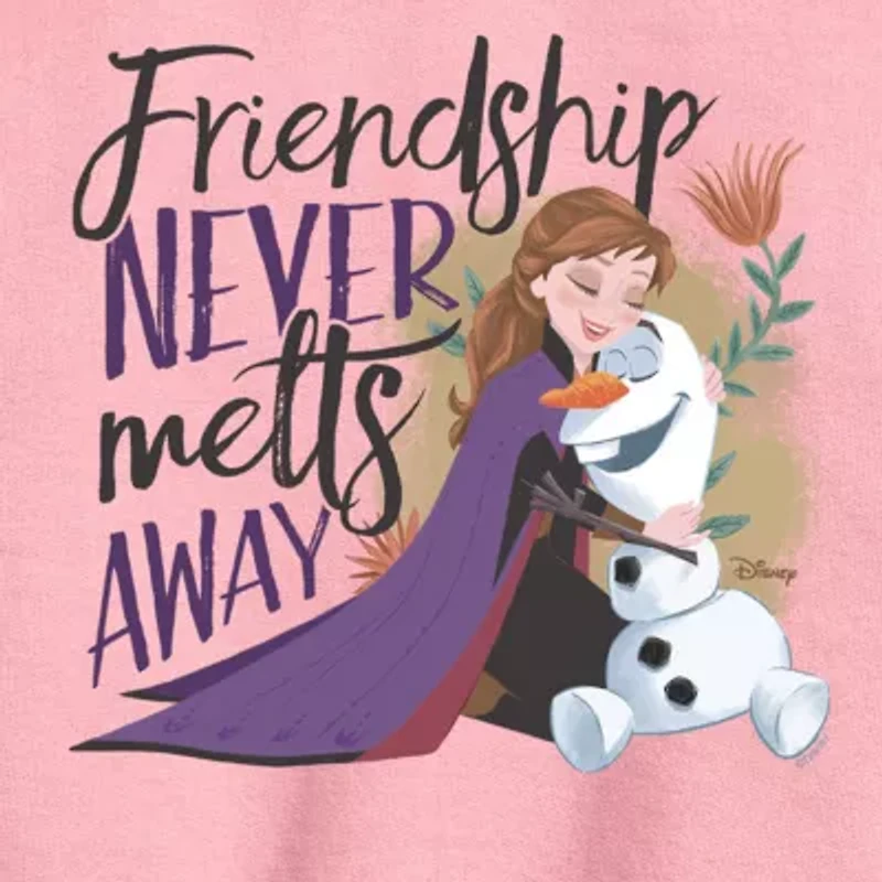 Disney Collection Little & Big Kid Girls Crew Neck Long Sleeve Regular Fit Frozen Graphic T-Shirt