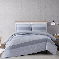Truly Soft Grey Multi Stripe Quilt Set