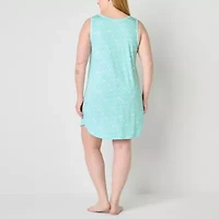 Liz Claiborne Cool and Calm Womens U Neck Sleeveless Plus Nightshirt