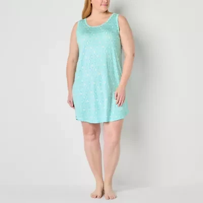 Liz Claiborne Cool and Calm Womens U Neck Sleeveless Plus Nightshirt