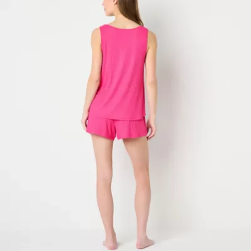 Ambrielle Womens Rib Sleeveless 2-pc. Pajama Sets