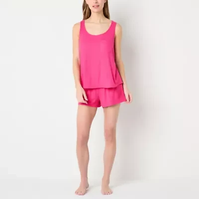 Ambrielle Womens Rib Sleeveless 2-pc. Pajama Sets