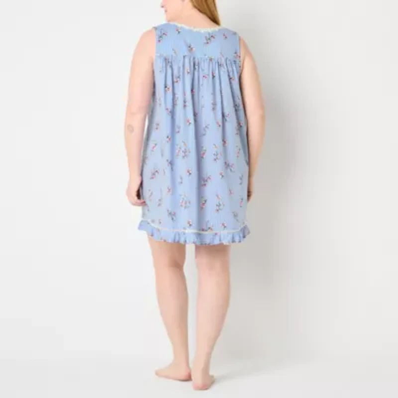 Adonna Womens Scoop Neck Short Sleeve Plus Nightgown