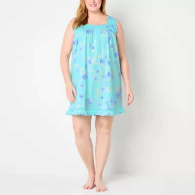 Adonna Womens Scoop Neck Short Sleeve Plus Nightgown