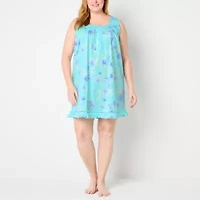 Adonna Womens Scoop Neck Short Sleeve Plus Nightgown