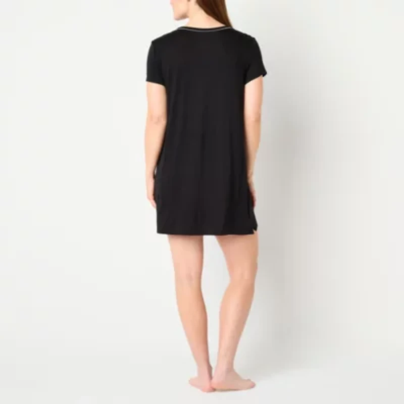 Liz Claiborne Cool and Calm Womens Plus Short Sleeve Crew Neck Nightshirt