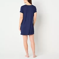 Liz Claiborne Cool and Calm Womens Crew Neck Short Sleeve Plus Nightshirt