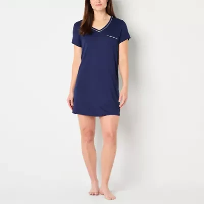 Liz Claiborne Cool and Calm Womens Crew Neck Short Sleeve Plus Nightshirt