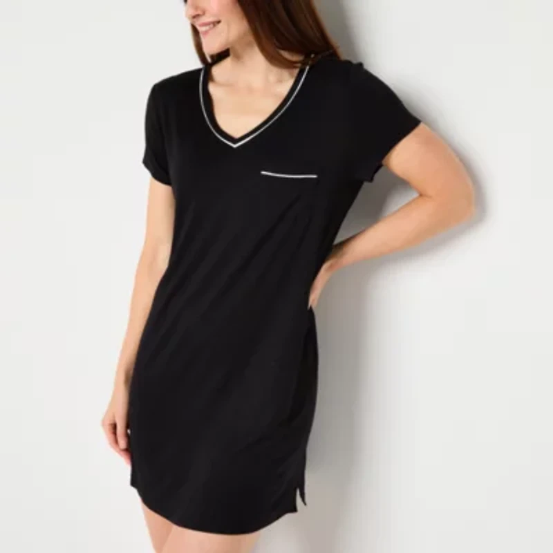 Liz Claiborne Cool and Calm Womens Plus Short Sleeve Crew Neck Nightshirt