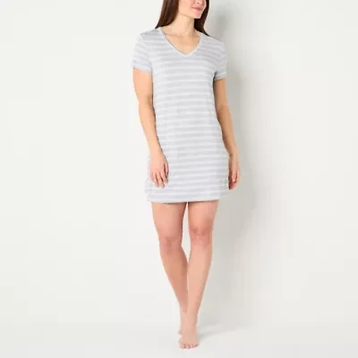 Liz Claiborne Cool and Calm Womens Crew Neck Short Sleeve Plus Nightshirt