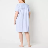 Adonna Womens Plus Short Sleeve Knee Length Robe