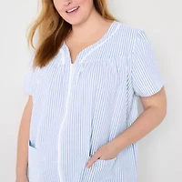Adonna Womens Plus Short Sleeve Knee Length Robe