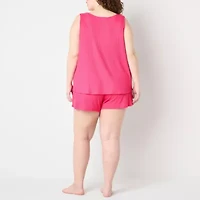 Ambrielle Womens Rib Sleeveless 2-pc. Plus Pajama Sets