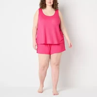 Ambrielle Womens Rib Sleeveless 2-pc. Plus Pajama Sets