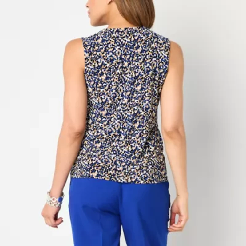 Black Label by Evan-Picone Womens Keyhole Neck Sleeveless Blouse