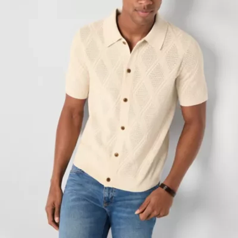 Frye and Co. Mens Short Sleeve Button Cardigan