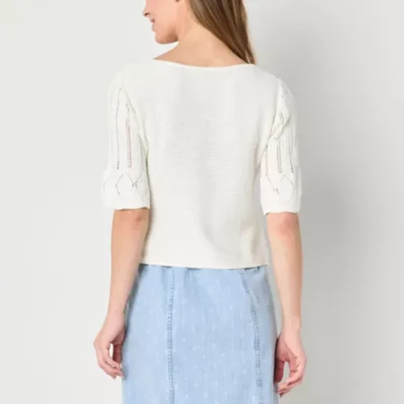 Frye and Co. Womens Elbow Sleeve Tie Cardigan