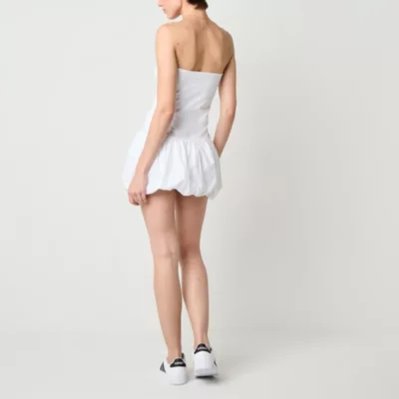 Arizona Bubble Hem Womens Sleeveless Juniors Fit + Flare Dress