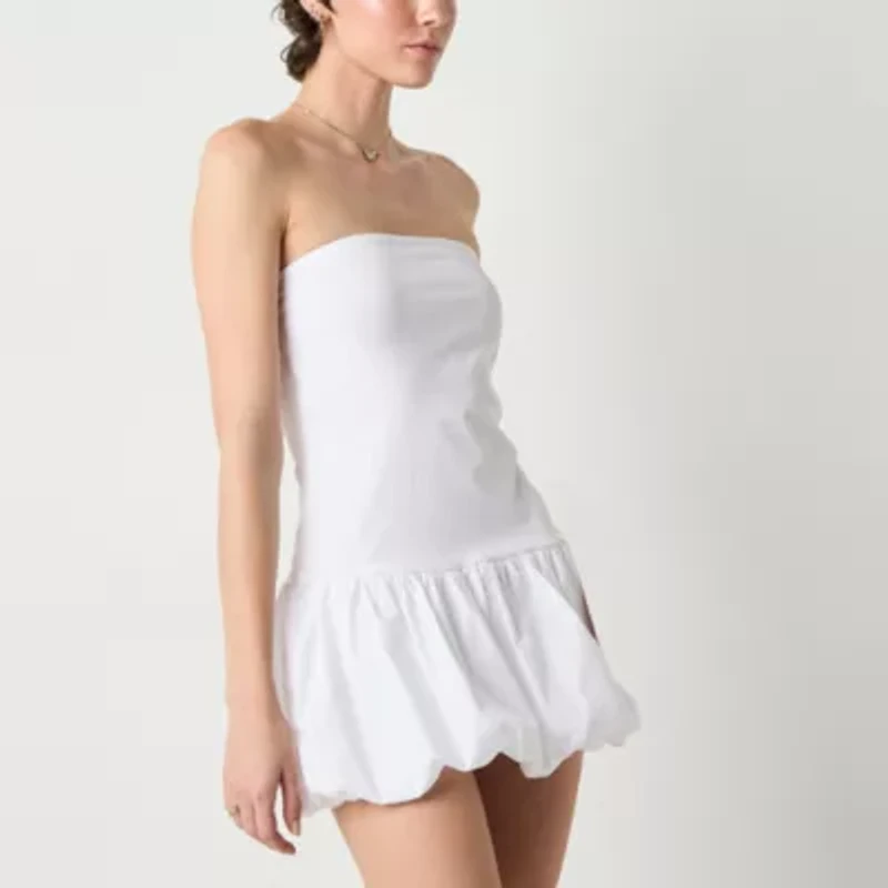 Arizona Bubble Hem Womens Sleeveless Juniors Fit + Flare Dress