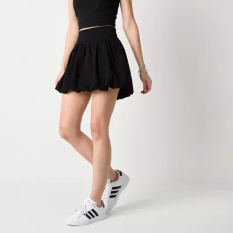 Arizona Bubble Hem Womens Juniors Pleated Skirt