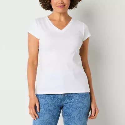 Liz Claiborne Womens V Neck Short Sleeve T-Shirt