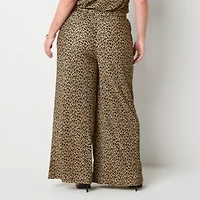 Bold Elements Womens Wide Leg Mid Rise Plus Pleated Pant