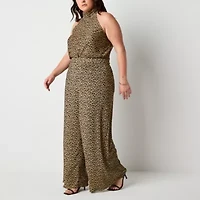Bold Elements Womens Wide Leg Mid Rise Plus Pleated Pant