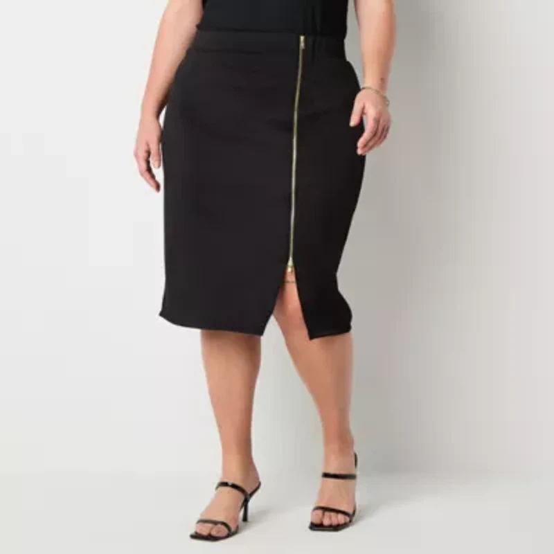 Bold Elements Womens Midi Pencil Skirt Plus