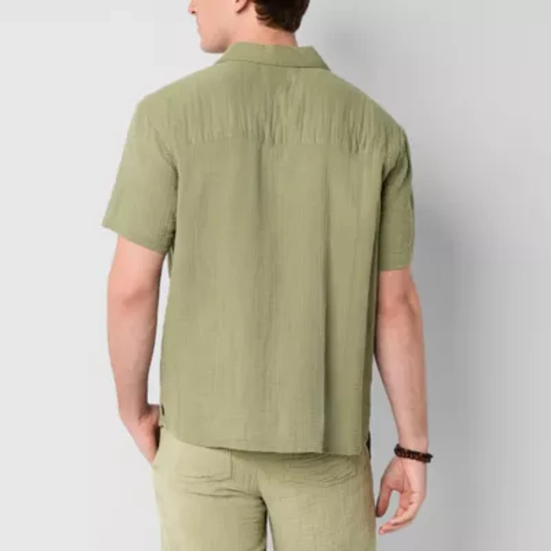 Arizona Mens Short Sleeve Button-Down Shirt