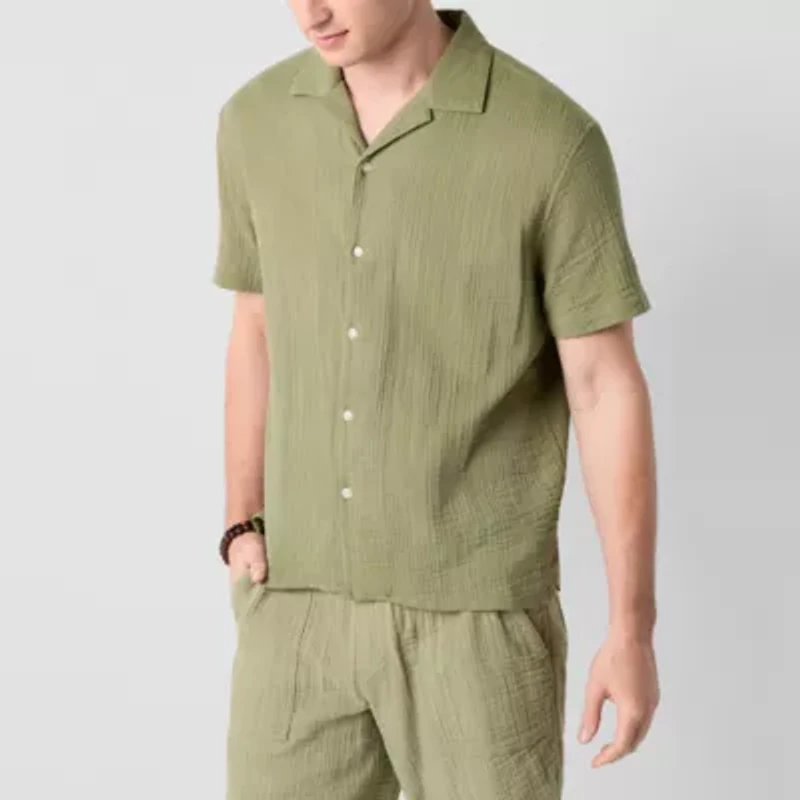 Arizona Mens Short Sleeve Button-Down Shirt