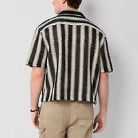 Arizona Mens Short Sleeve Cropped Button-Down Shirt