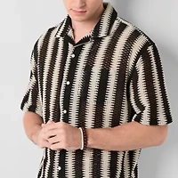 Arizona Mens Short Sleeve Cropped Button-Down Shirt