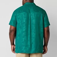 St. John's Bay Button-Down Mens Easy-on + Easy-off Short Sleeve Adaptive Breathable Big and Tall Camp Shirt