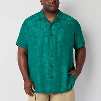 St. John's Bay Button-Down Mens Easy-on + Easy-off Short Sleeve Adaptive Breathable Big and Tall Camp Shirt