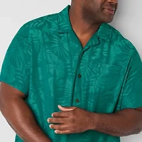 St. John's Bay Button-Down Mens Easy-on + Easy-off Short Sleeve Adaptive Breathable Big and Tall Camp Shirt