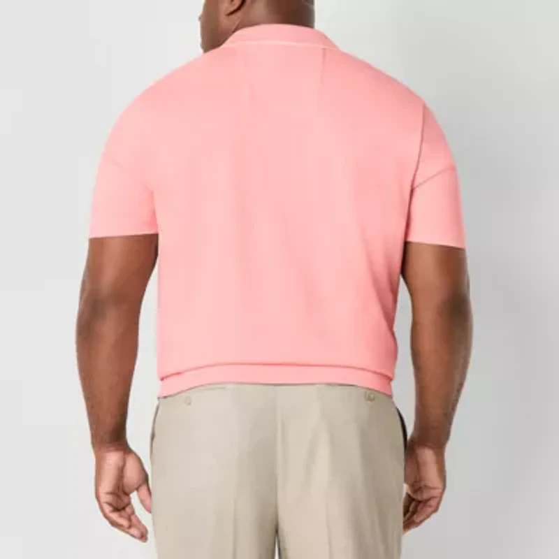 Shaquille O'Neal XLG Jacquard Big and Tall Mens Regular Fit Short Sleeve Polo Shirt