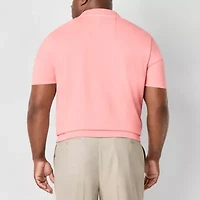 Shaquille O'Neal XLG Jacquard Big and Tall Mens Regular Fit Short Sleeve Polo Shirt