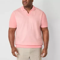 Shaquille O'Neal XLG Jacquard Big and Tall Mens Regular Fit Short Sleeve Polo Shirt