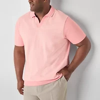 Shaquille O'Neal XLG Jacquard Big and Tall Mens Regular Fit Short Sleeve Polo Shirt