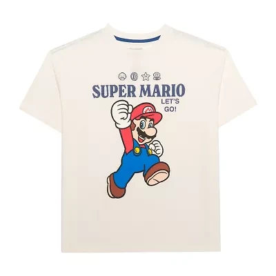 Novelty Mens Crew Neck Short Sleeve Regular Fit Super Mario Graphic T-Shirt