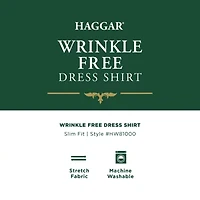 Haggar Mens Slim Fit Wrinkle Free Long Sleeve Dress Shirt