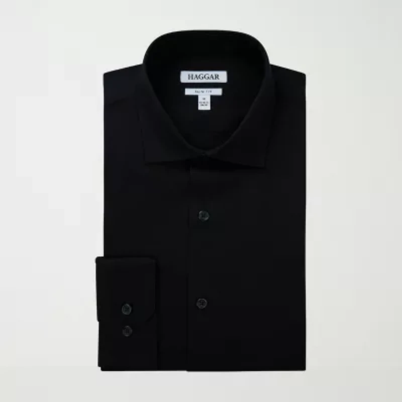 Haggar Mens Slim Fit Wrinkle Free Long Sleeve Dress Shirt