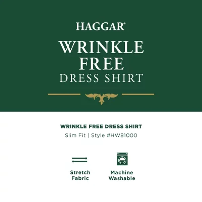 Haggar Mens Slim Fit Wrinkle Free Long Sleeve Dress Shirt