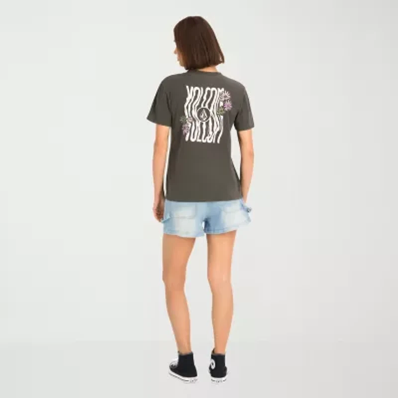 VOLCOM Womens Crew Neck Short Sleeve Graphic T-Shirt