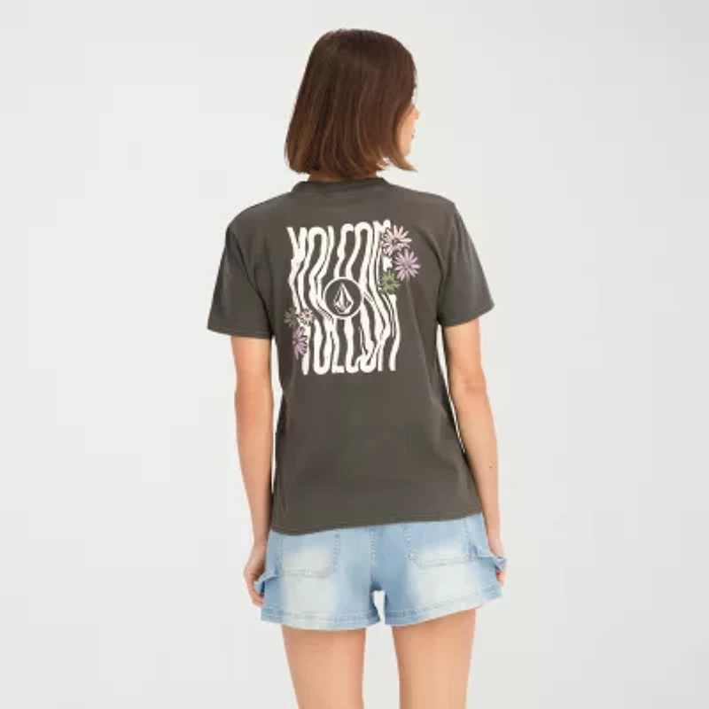 VOLCOM Womens Crew Neck Short Sleeve Graphic T-Shirt