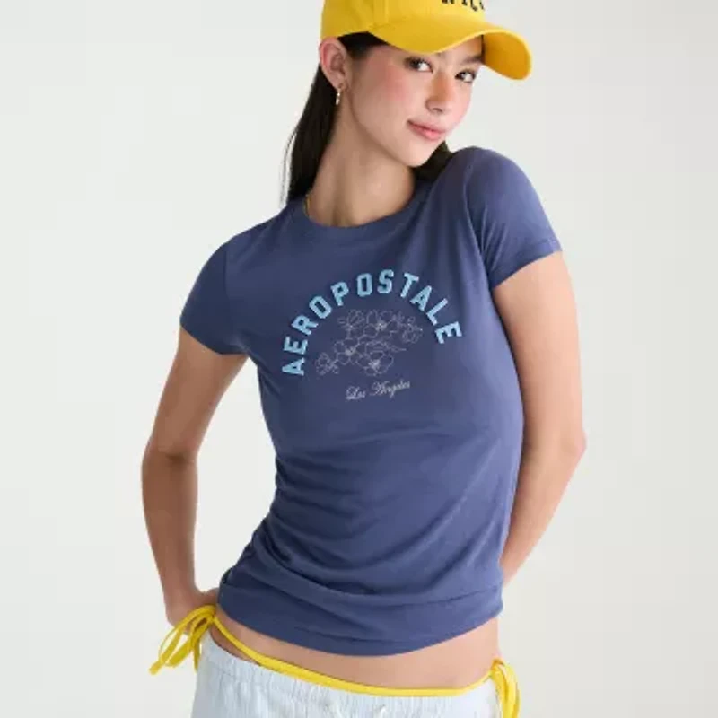 AEROPOSTALE Womens Juniors Crew Neck Short Sleeve Regular Fit Graphic T-Shirt